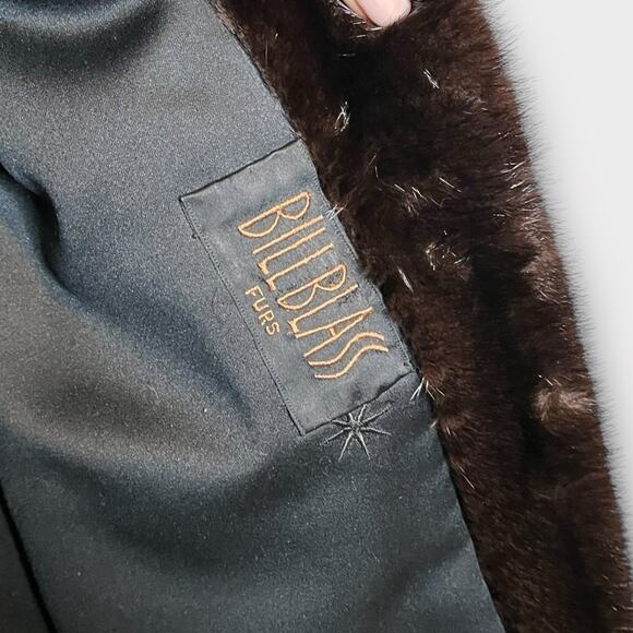 VINTAGE Marshall Fields Bill Blass Long Brown 100% Genuine Mink Fur Coat & Hat - Picture 6 of 11